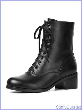 Faux Leather Ankle Boots Lace Up Side Zip Victorian Steampunk Cosplay